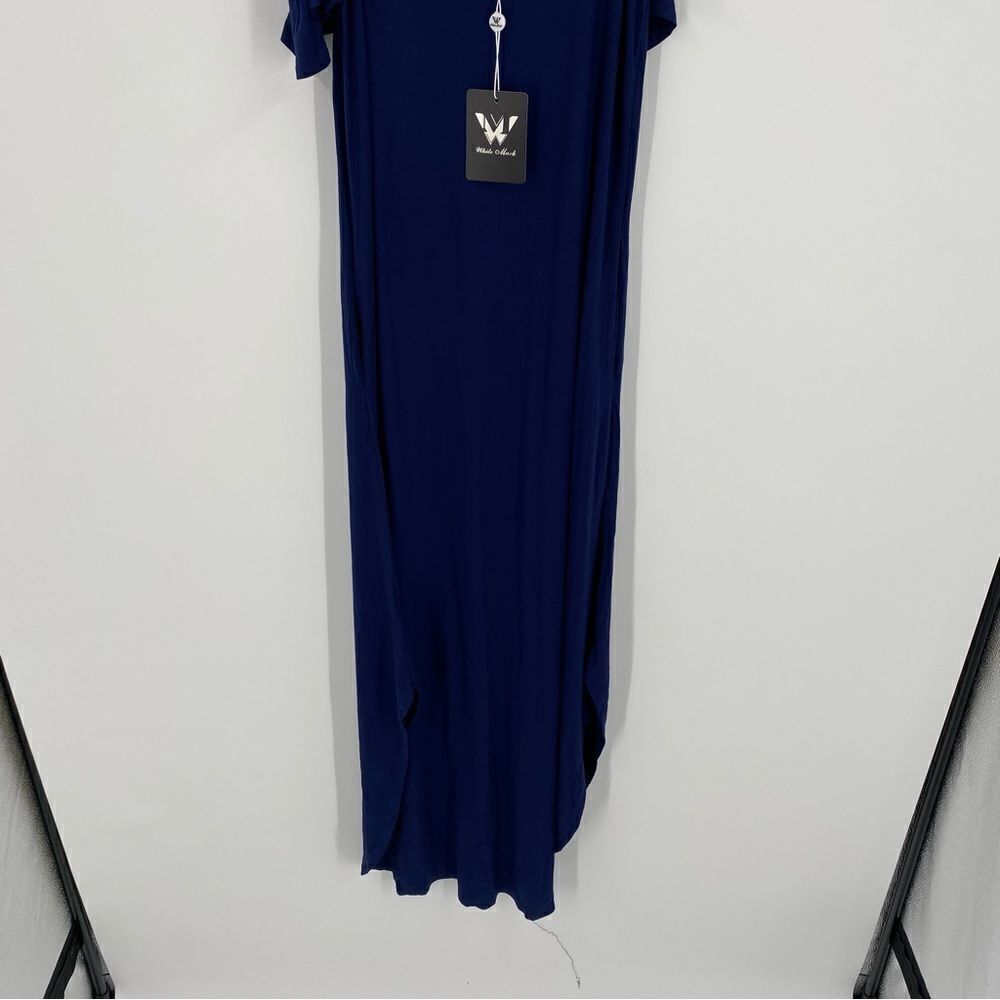 White Mark Women’s Scoop Neck Cut Out Cold Shoulder Blue Maxi Dress size M - Picture 6 of 6